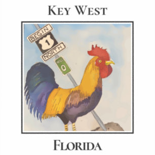 Adesivo Key West, Marco de Milha 0, Galo, Flórida