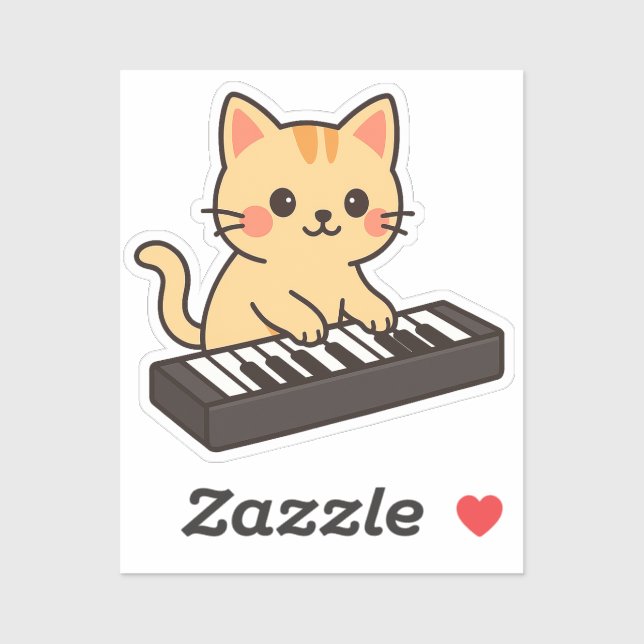 Adesivo Keyboard Cat Cartoon Style (Folha)