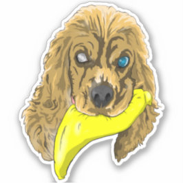 Adesivo Keys & Banana, o spaniel da miniatura