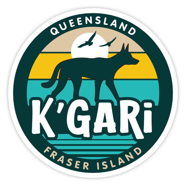 Adesivo K'Gari, Queensland Australia Sticker (K'Gari, Fraser Island, Queensland Retro Round Sticker)