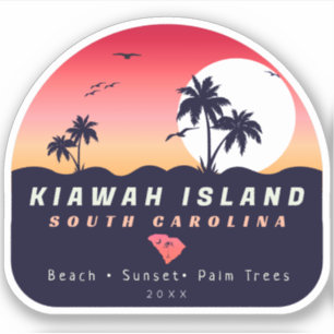 Adesivo Kiawah Island Pier SC Retro Sunset Souvenirs 60s