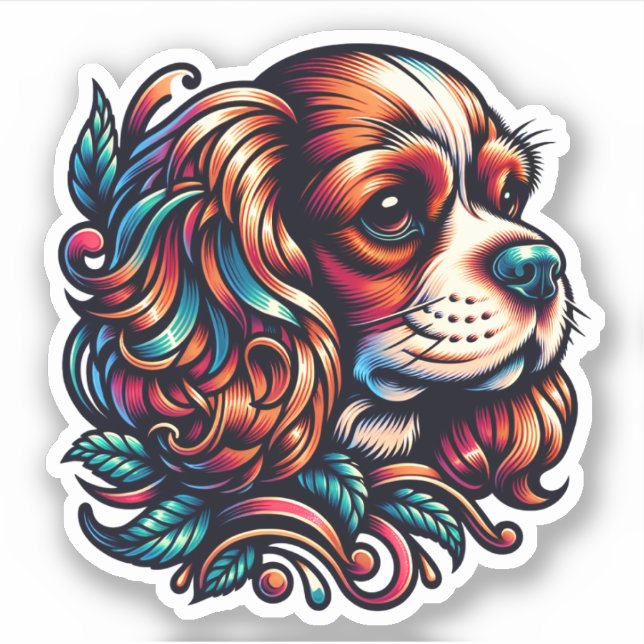 Adesivo King Charles Cavalier Spaniel Sticker (Frente)