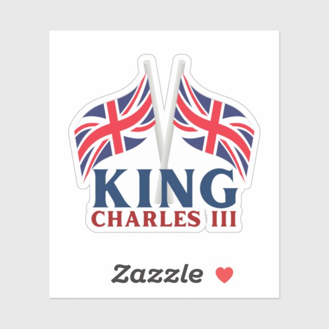 Adesivo King Charles III, Union Jack Flags Sticker (Folha)