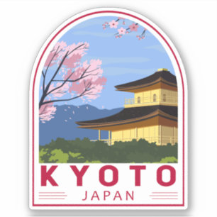 Adesivo Kioto Japão - Viagem Retro Viagem Emblem