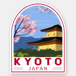 Adesivo Kioto Japão - Viagem Retro Viagem Emblem