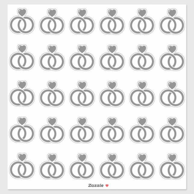 Adesivo Kiss-Cut do Anel de Casamento Moderno (Folha)