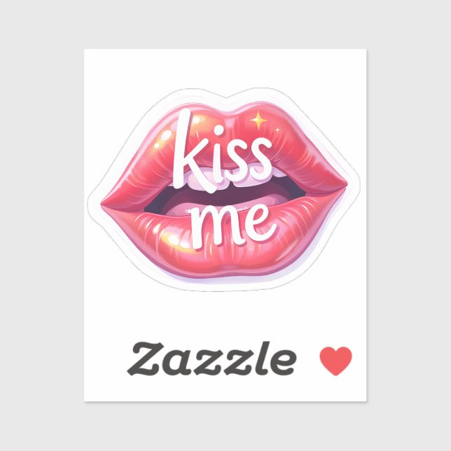 Adesivo Kiss Me Glossy Red Lips Art Illustration (Folha)