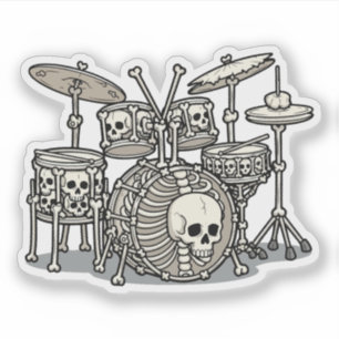 Adesivo Kit de Bateria Esqueleto Heavy Metal