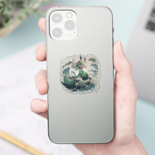 Adesivo Kitsune Yokai Girl Sticker - Arte Mítica Japonesa