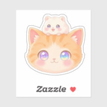 Kitten & Hamster Sticker | Happy Duo Friends