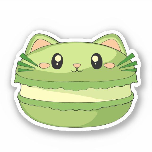 Adesivo Kitty Cat Matcha Macaron (Frente)