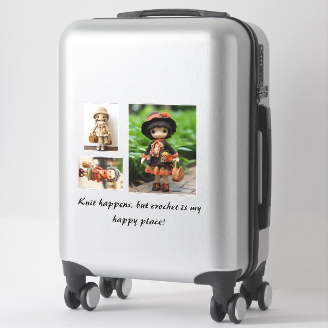 Adesivo Knit acontece, mas crochet é meu lugar feliz (Mala)