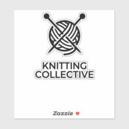 Adesivo Knitting Collective Noir Logo Minimaliste Tricot 