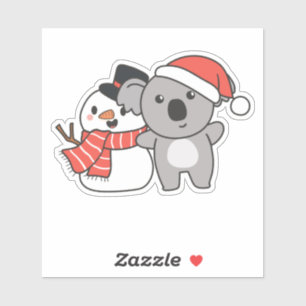 Adesivo Koala Com Snowman No Inverno Para O Natal