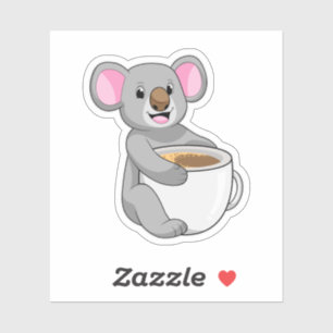 Adesivo Koala com Taça do Café