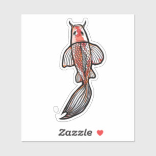 Adesivo Koi Pond Art Kois Fish Design Red Calico Koi