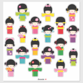 Adesivo Kokeshi Dolls