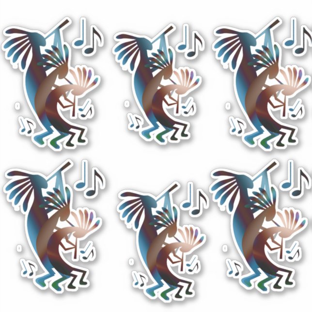 Adesivo Kokopelli Blues Music Group of 6 Vinyl Sticker (Frente)