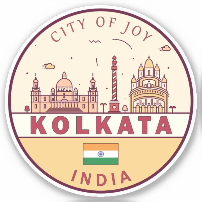 Adesivo Kolkata India City Skyline Emblem (Frente)