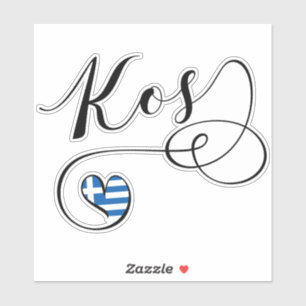 Adesivo Kos Heart In Flag, Grécia, Eu Amo Kos, Cos