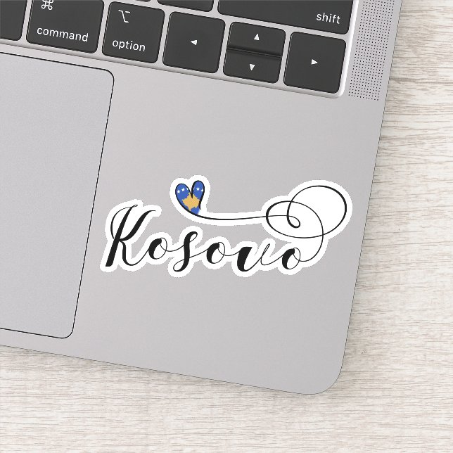 Adesivo Kosovo Flag Heart, I Love Kosovo, Kosovar (Detalhe)