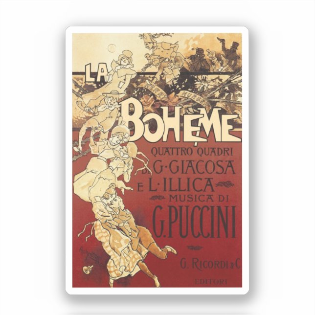Adesivo La Bohème - vintage 1896 poster (Frente)