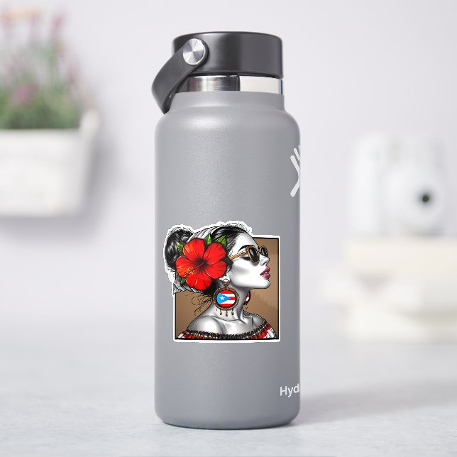 Adesivo La Jíbaraza 13 – Puerto Rican Jíbara Art Boricua  (HidroFlask)