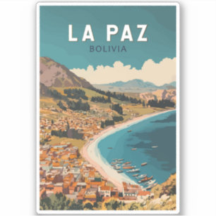 Adesivo La Paz Bolivia Illustração Viagem Art Vintage