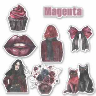 Adesivo Lábios Magenta Gatos Flores Laço