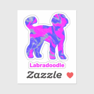 Adesivo Labradoodle Cachorro Silhouette Pink Louco