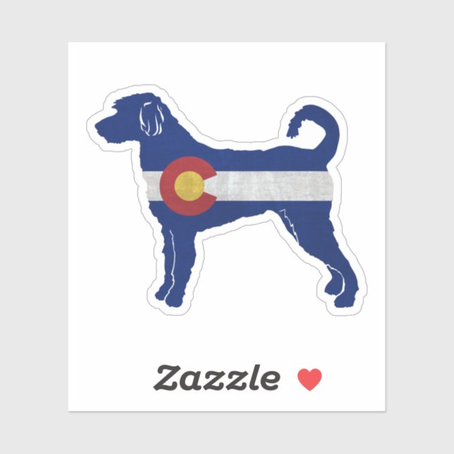 Adesivo Labradoodle Dog Breed Silhouette Colorado Flag (Folha)