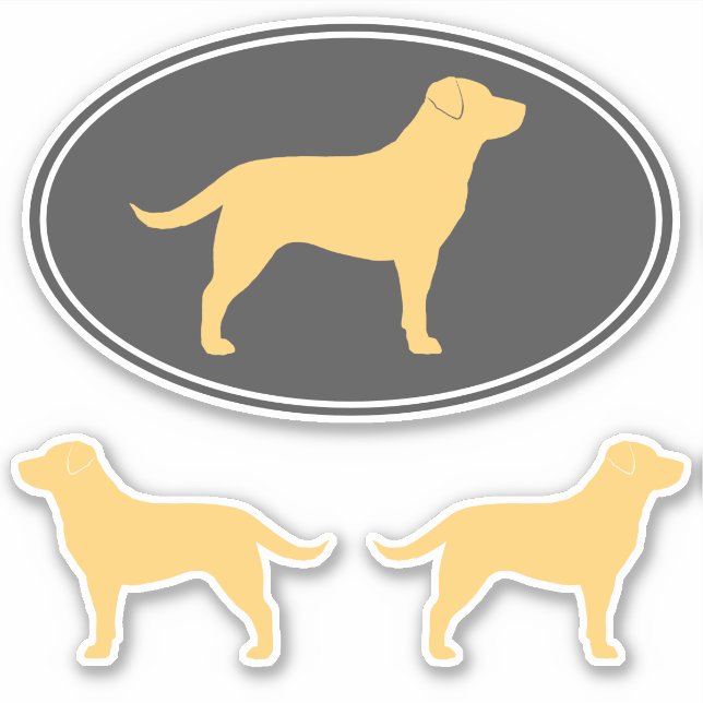 Adesivo Labrador Amarelo Retriever Lab Silhuettes Stickers (Frente)