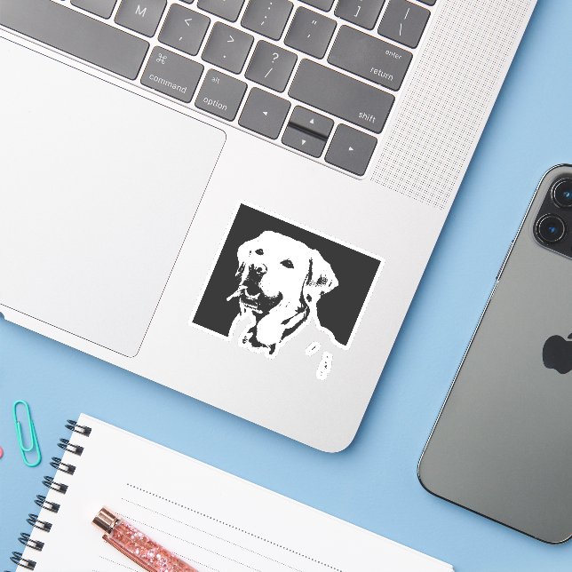 Adesivo Labrador Retriever (Notebook com iPhone)