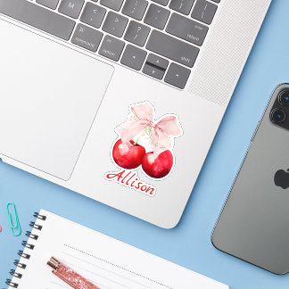 Adesivo Lacre Rosa Coquette de Cereja Personalizado