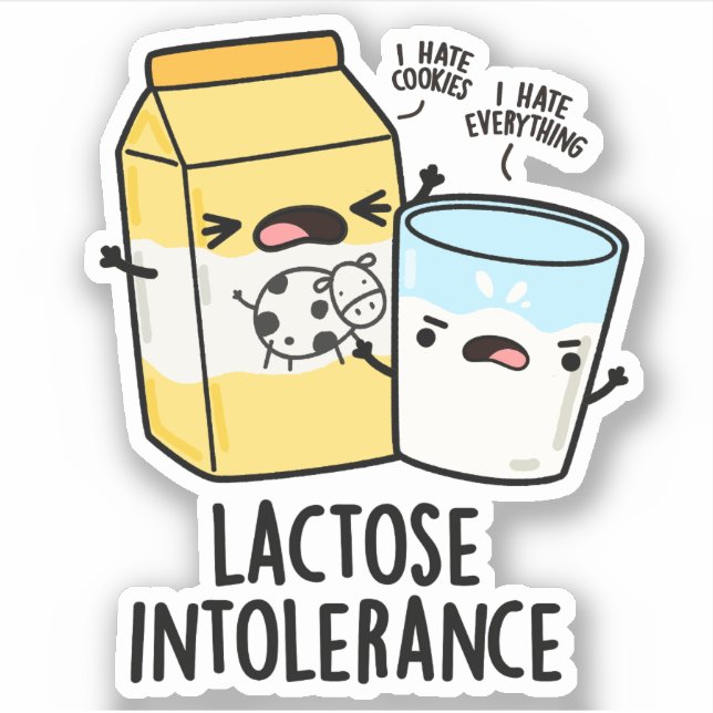 Adesivo Lactose Intolerância Engraçada Leite Pun (Frente)
