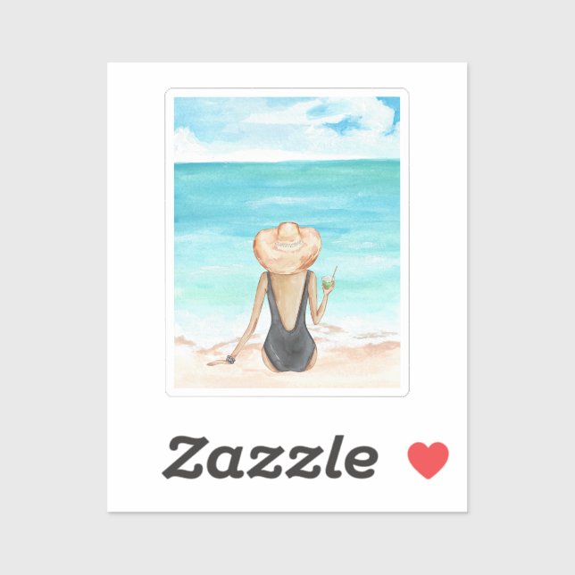 Adesivo ladie na praia (Folha)