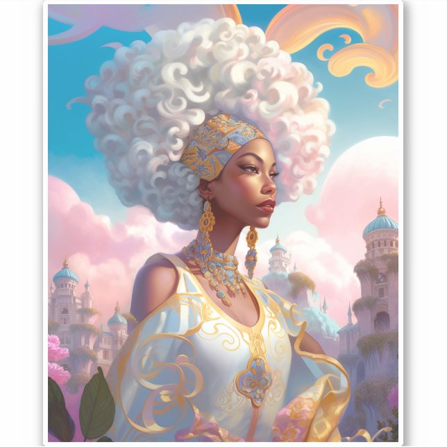 Adesivo Lady In Surreal World African American Art (Frente)