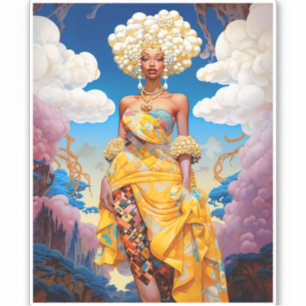 Adesivo Lady In Surreal World African American Art