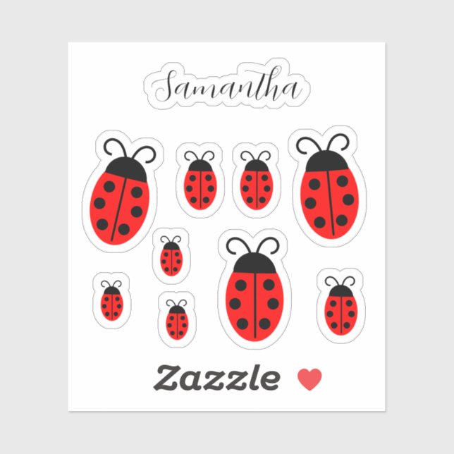 Adesivo Ladybug Personalizado Name Autocolante Personaliza (Folha)