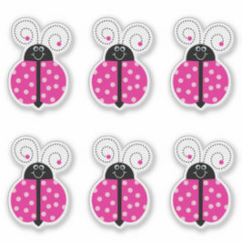 Adesivo Ladybug Smiling Pink Cartoon