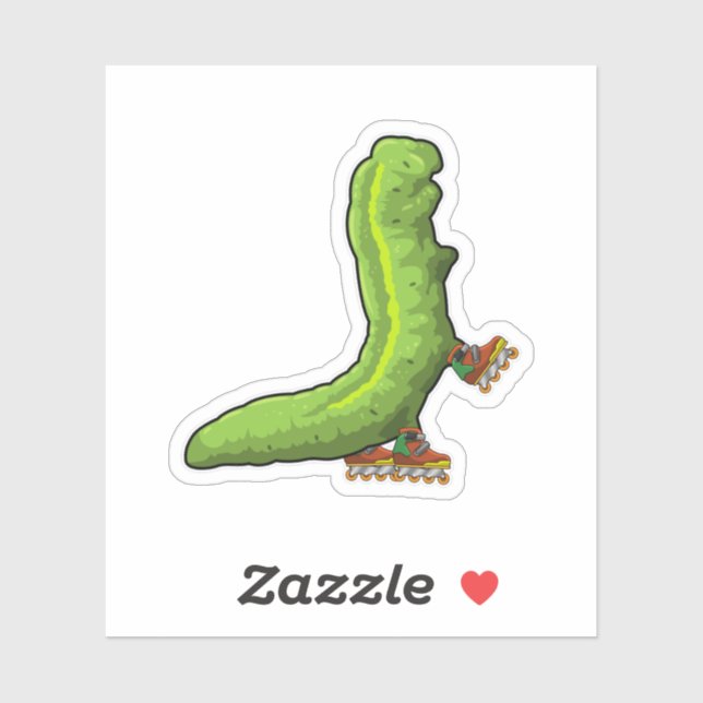 Adesivo Lagarta como patinadora em linha com skates em lin (Folha)