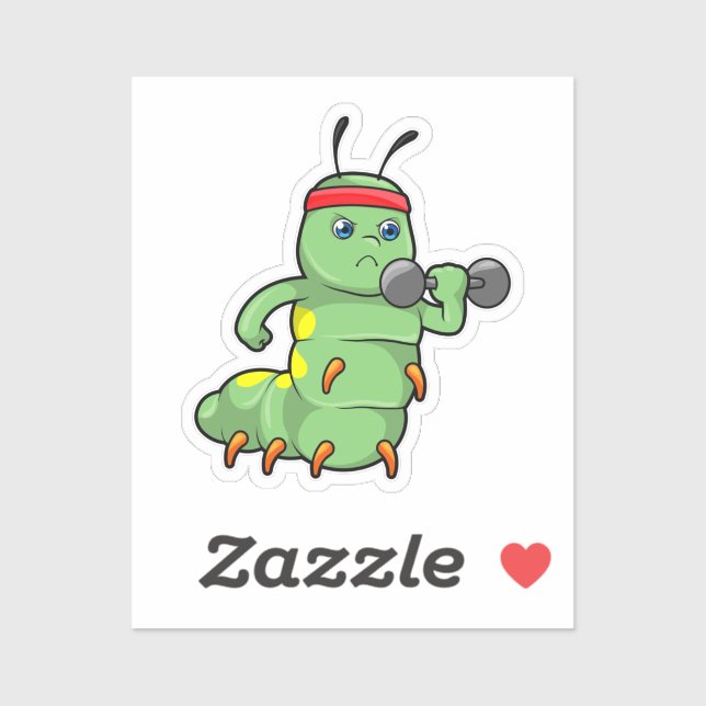 Adesivo Lagarta em Fortalecimento com Dumbbell (Folha)