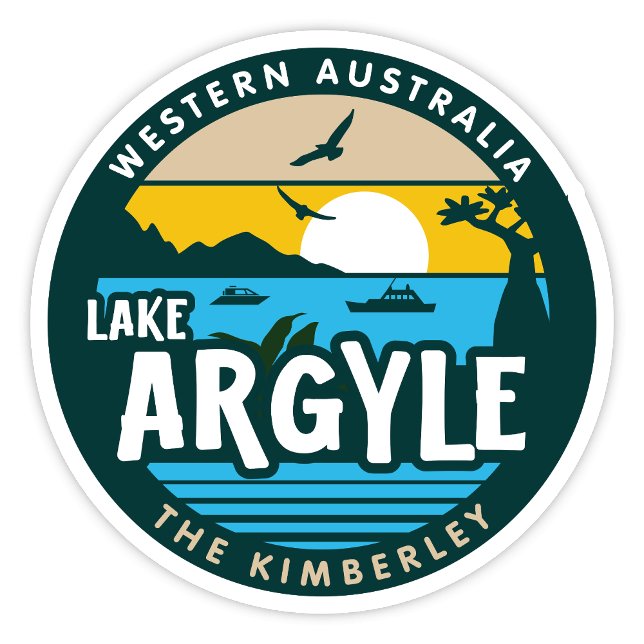 Adesivo Lago Argyle, Western Australia Sticker (Lake Argyle, The Kimberley, Western Australia Retro Round Sticker)