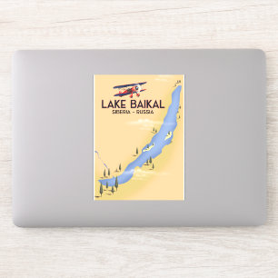 Adesivo Lago Baikal Sibéria Cartaz de viagem russo Mapa