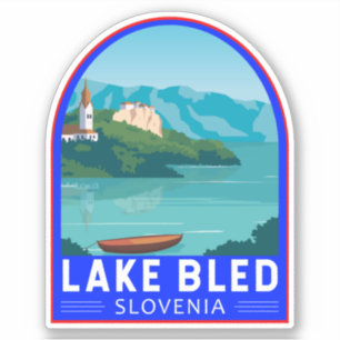 Adesivo Lago Bled Eslovênia Viagem Retro Viagem Art Vintag