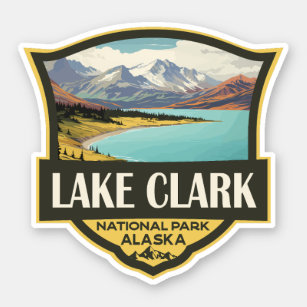 Adesivo Lago Clark National Park Ilustração Viagem Art