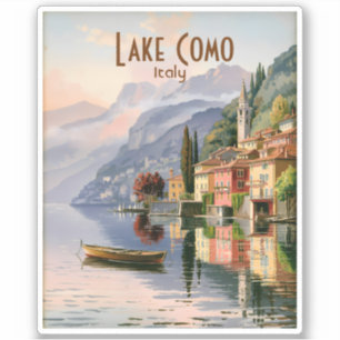 Adesivo Lago de Como Itália Aquarela de Viagem Vintage Per