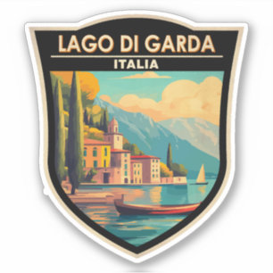 Adesivo Lago di Garda Italia Viagem Art Vintage