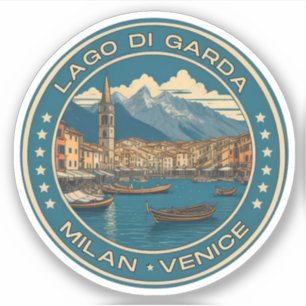 Adesivo lago garda - viagem da família italiana lago di ga