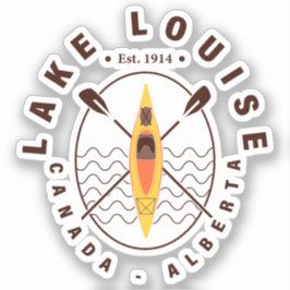 Adesivo Lago Louise Canada Alberta Kayaking Retro Souvenir